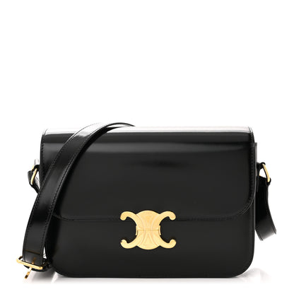 Celine Shiny Calfskin Medium Triomphe Black 1 of 12