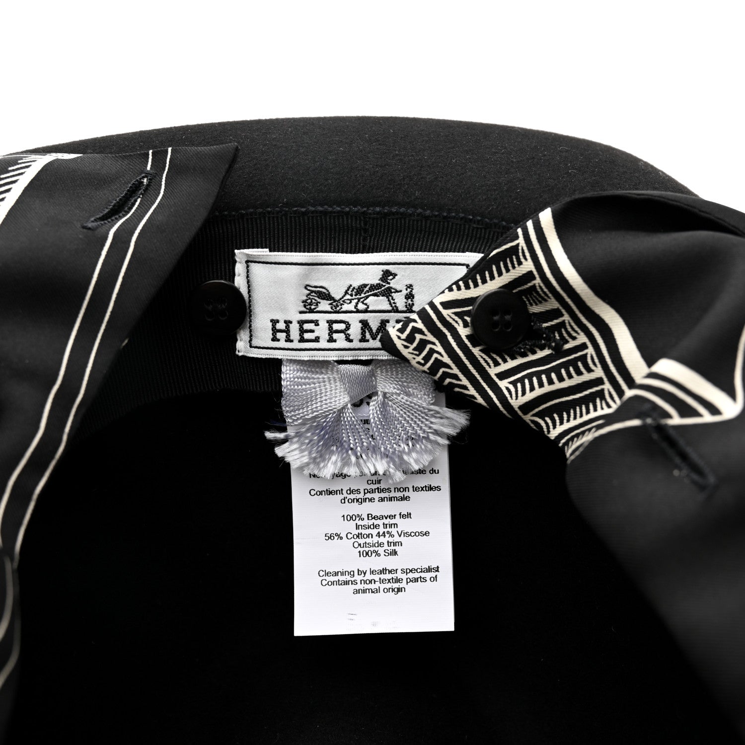 Hermes Feutre Silk Zouaves et Dragons Finesse Dahlia Hat 59 Black 8 of 10