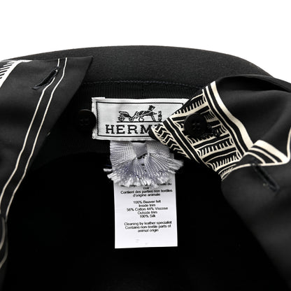 Hermes Feutre Silk Zouaves et Dragons Finesse Dahlia Hat 59 Black 8 of 10