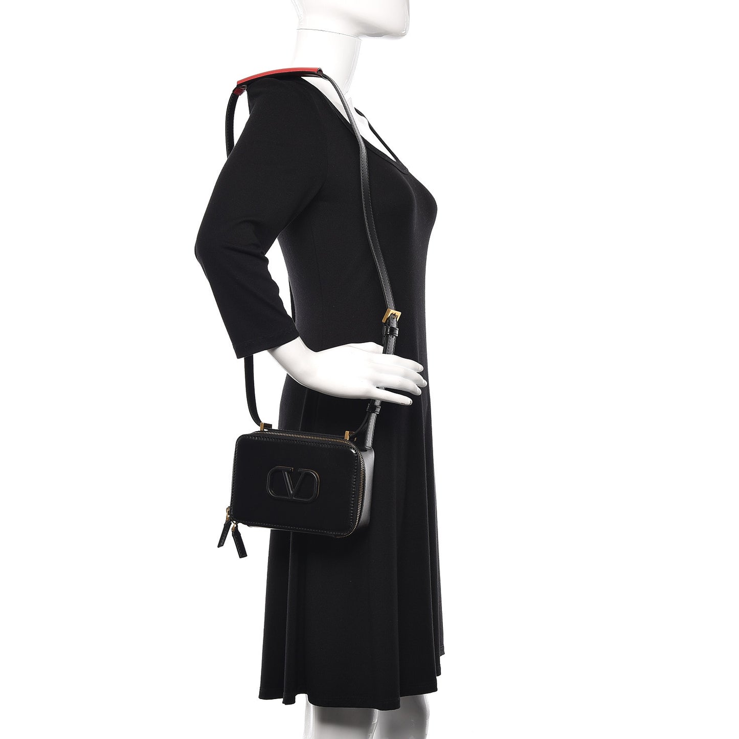 Smooth Calfskin VSling Crossbody Bag Black