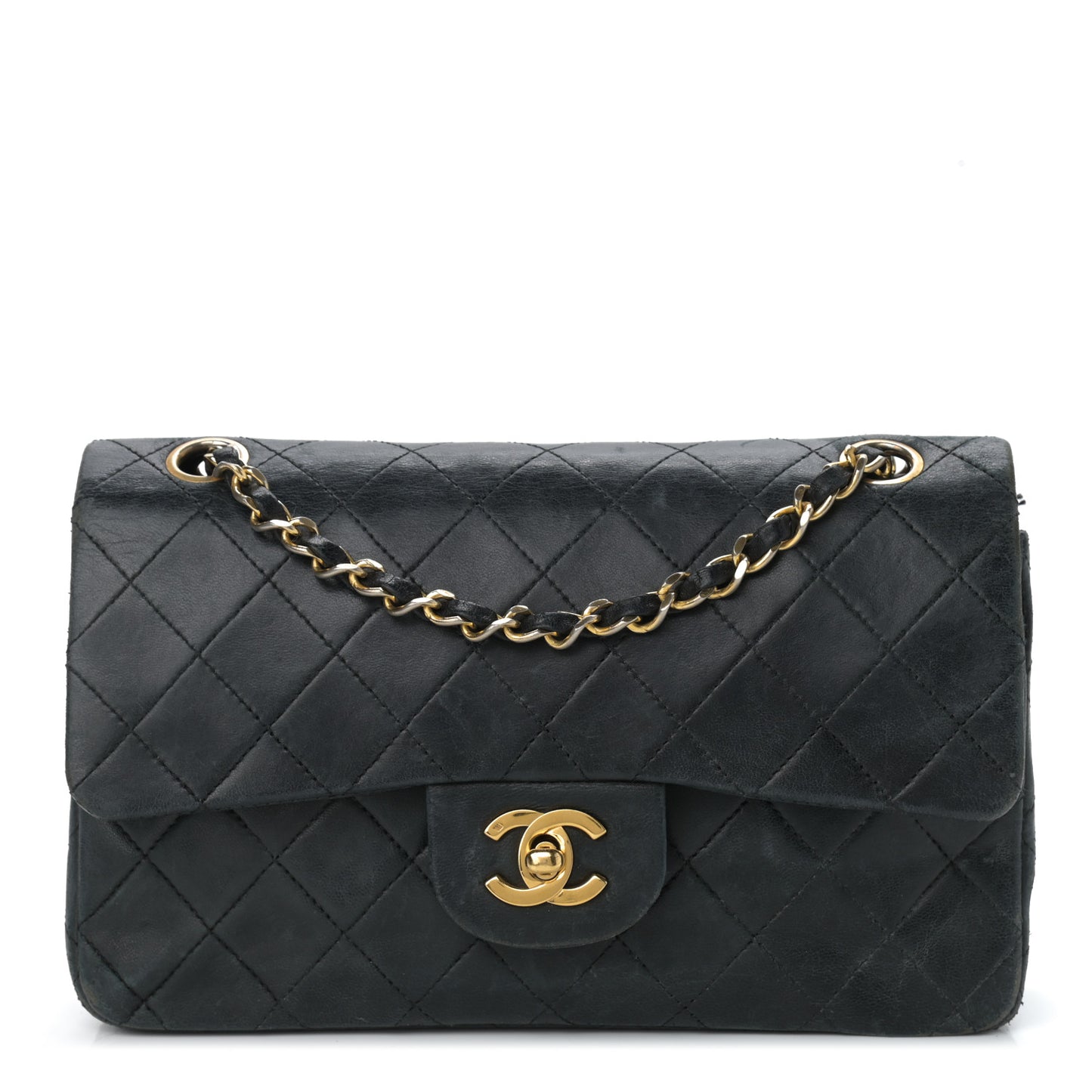 Lambskin Quilted Small Double Flap Black