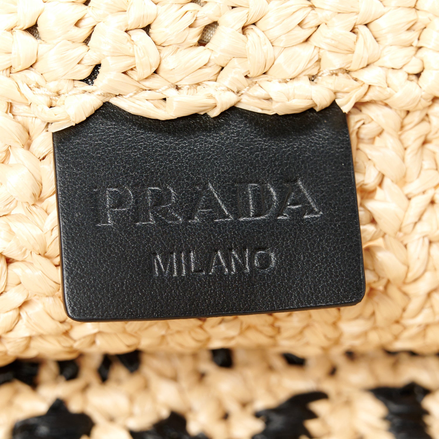 Prada Yarn Raffia Effect Crochet Embroidered Small Logo Tote Naturale 6 of 11