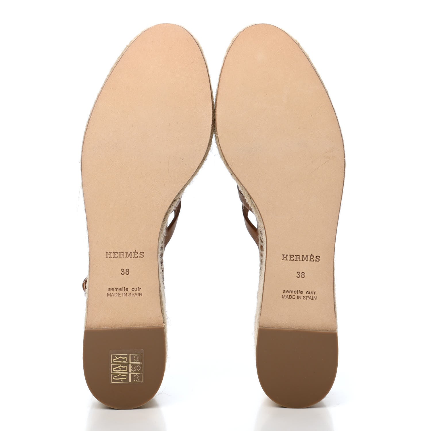 Hermes Calfskin Catalya Espadrille Wedge Sandals 38 Beige Dore 5 of 9
