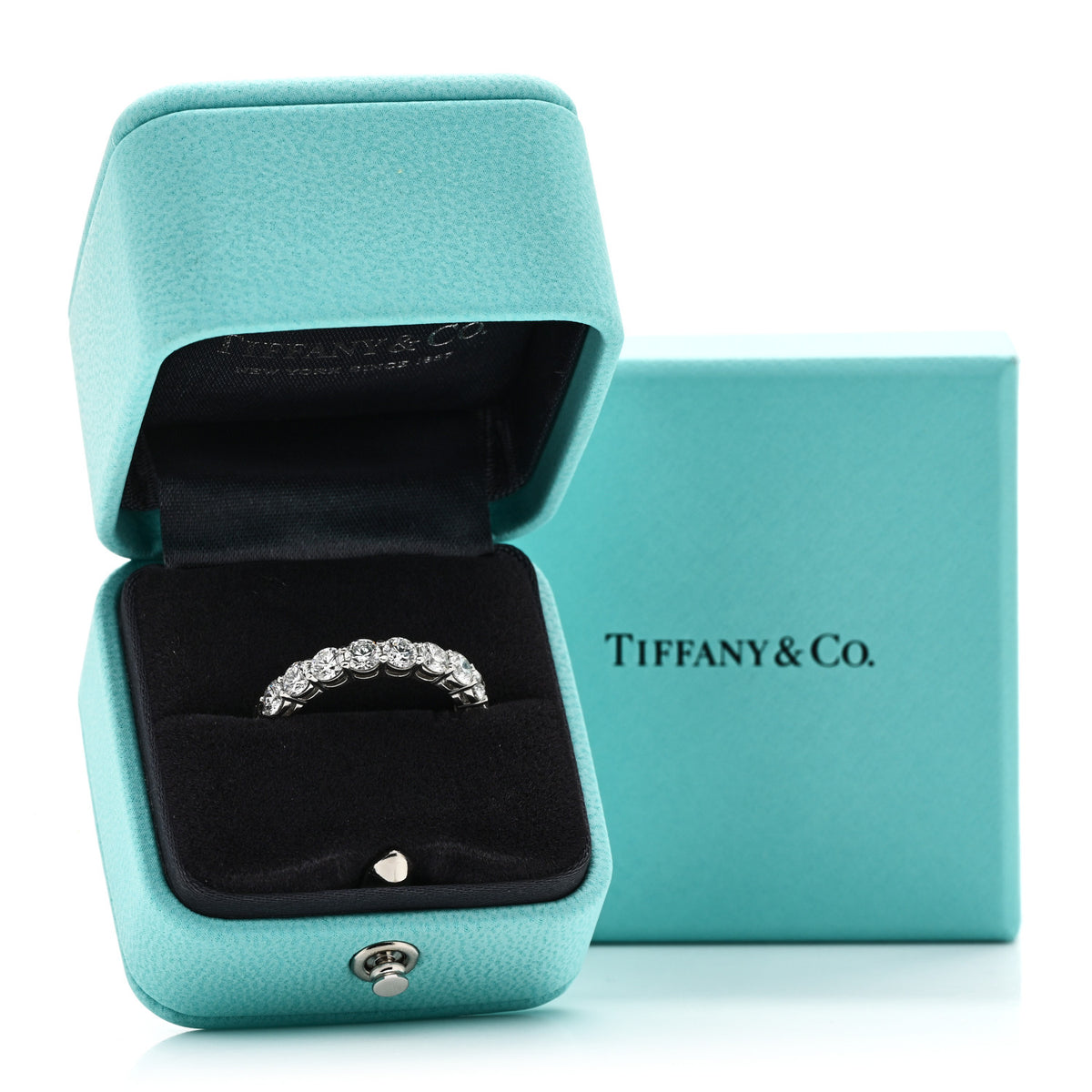 Tiffany Platinum Diamond 3.7mm Embrace Eternity Band Ring 53 6.5 5 of 5