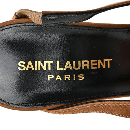 Saint Laurent Silk Satin Faye 110 Pumps 38 Deep Cognac 7 of 9