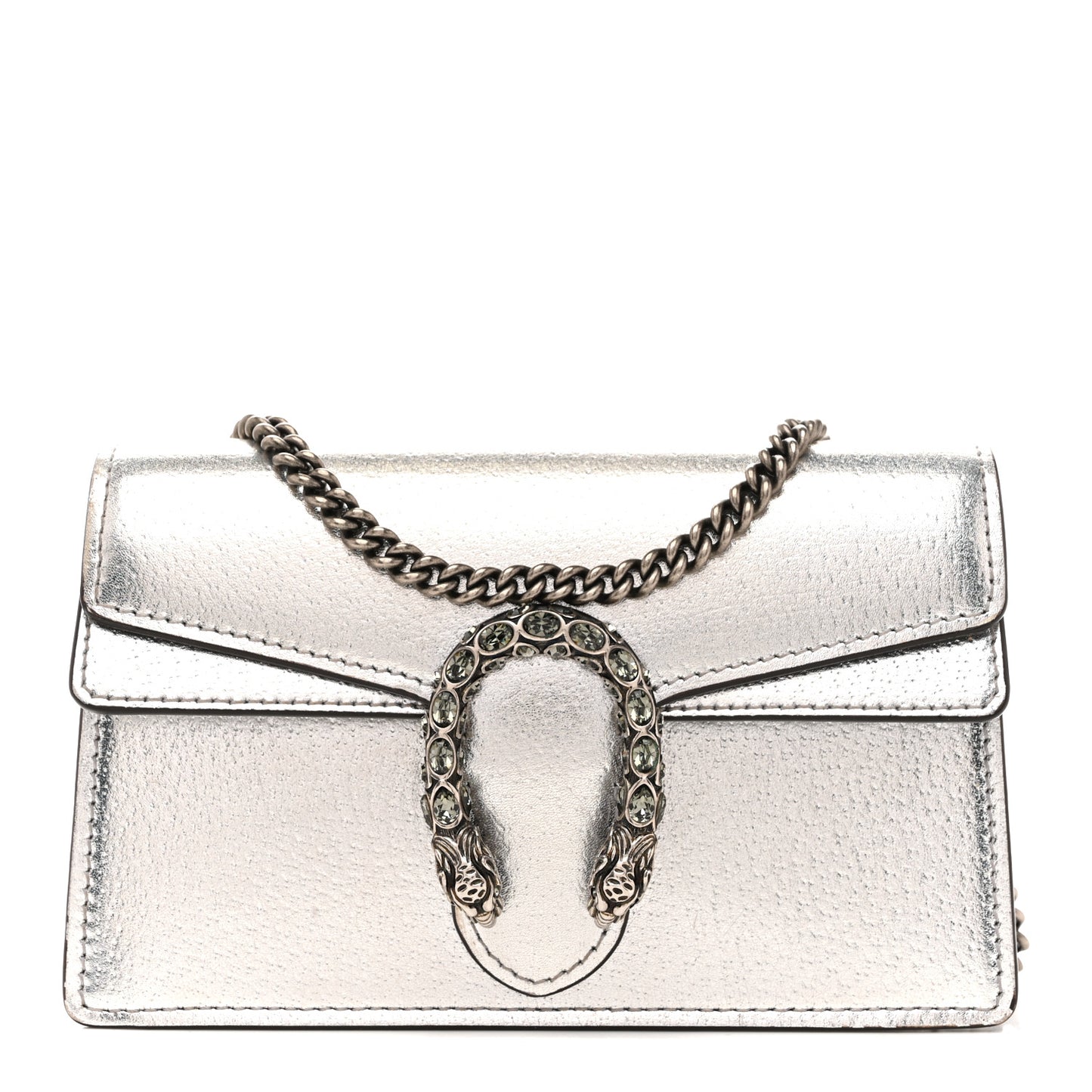 Metallic Calfskin Super Mini Dionysus Shoulder Bag Silver