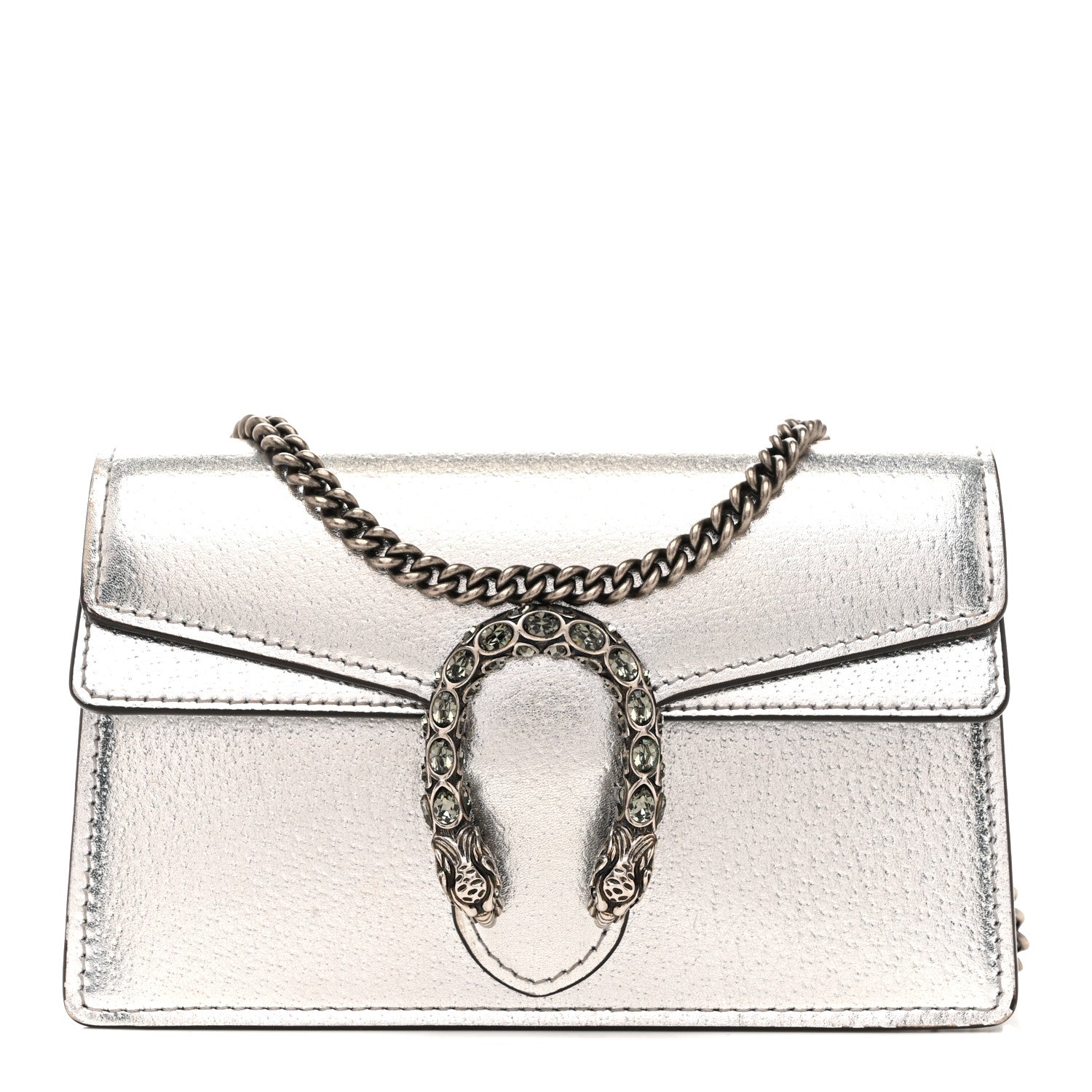 Gucci Metallic Calfskin Super Mini Dionysus Shoulder Bag Silver 1 of 12