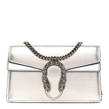 Gucci Metallic Calfskin Super Mini Dionysus Shoulder Bag Silver 1 of 12