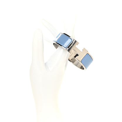 Hermes Enamel Wide Clic Clac H Bracelet GM Bleu Chardon 2 of 5