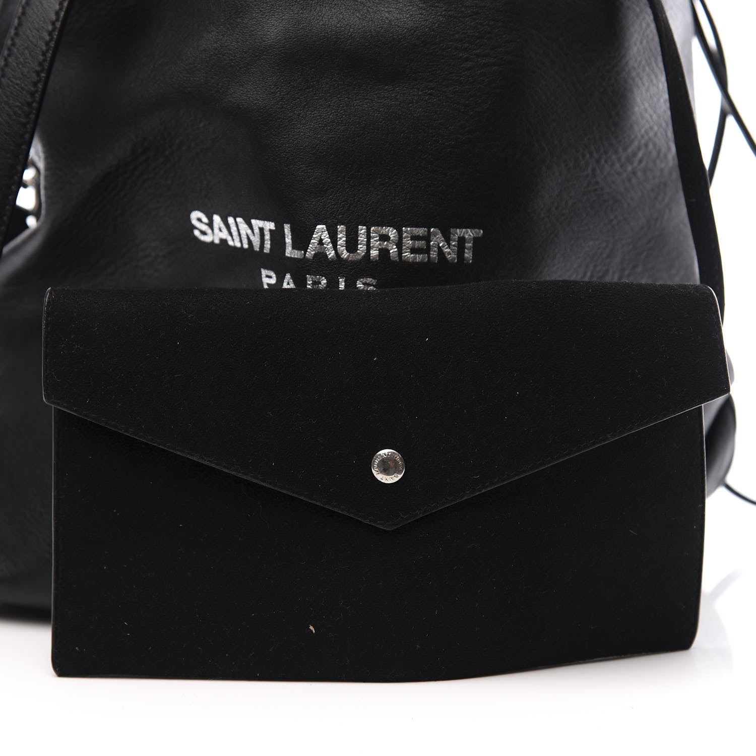 Saint Laurent Lambskin Teddy Drawstring Bag Black 6 of 13