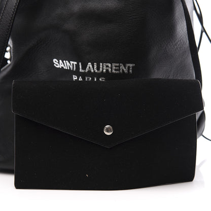 Saint Laurent Lambskin Teddy Drawstring Bag Black 6 of 13