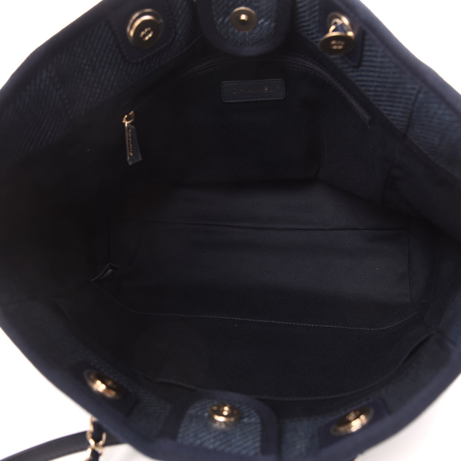Chanel Mixed Fibers Small Deauville Tote Navy Blue 5 of 10