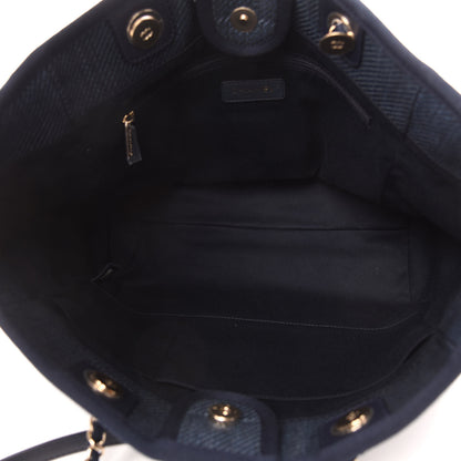 Chanel Mixed Fibers Small Deauville Tote Navy Blue 5 of 10