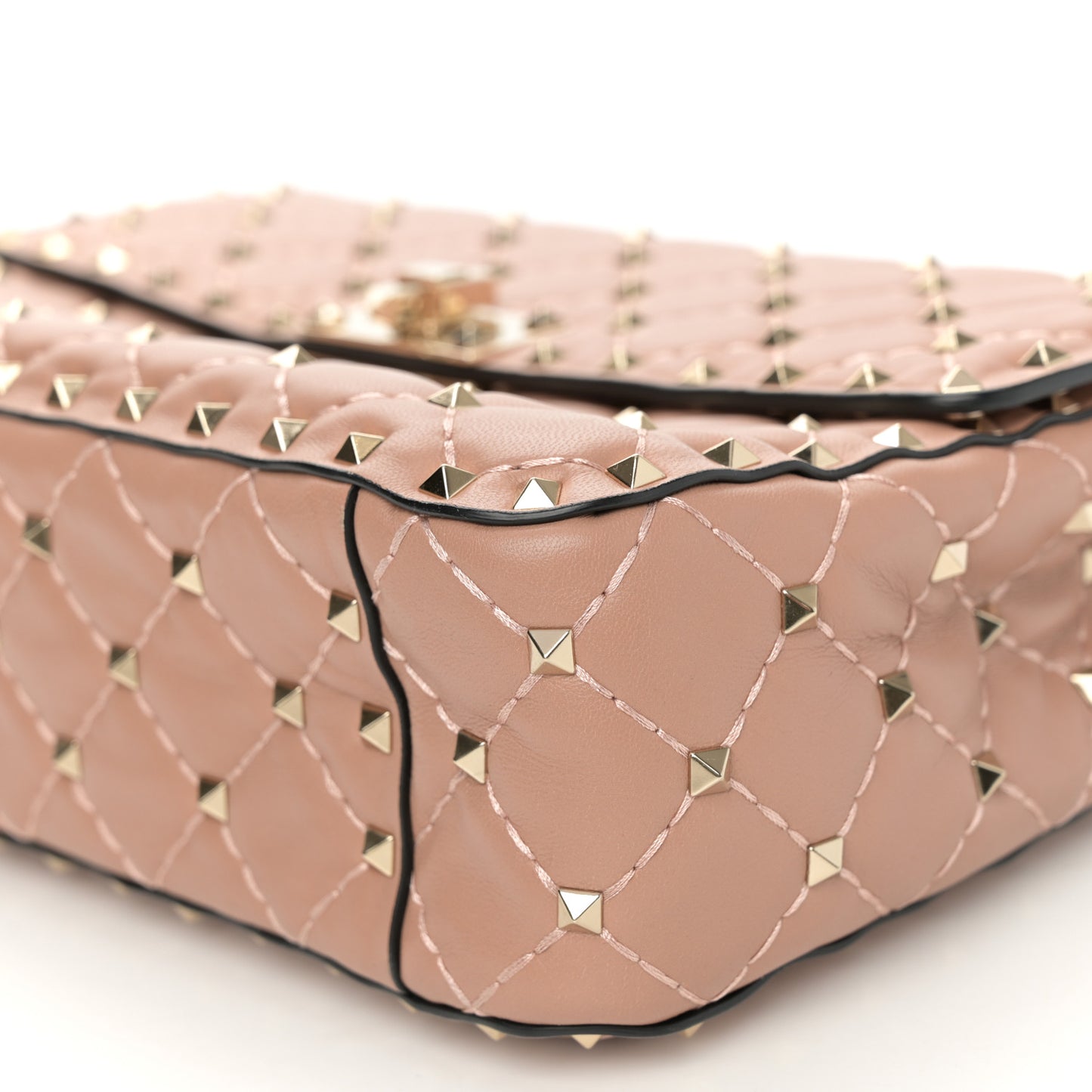 Nappa Medium Rockstud Spike Shoulder Bag Soft Noisette