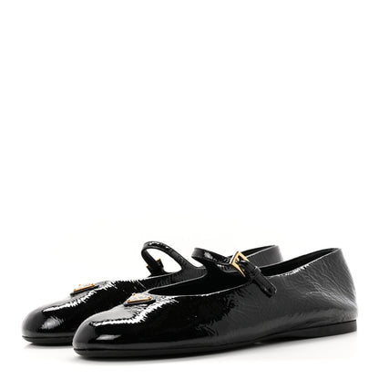 Prada Patent Calfskin Triangle Ballerina Flats 38 Black 4 of 10