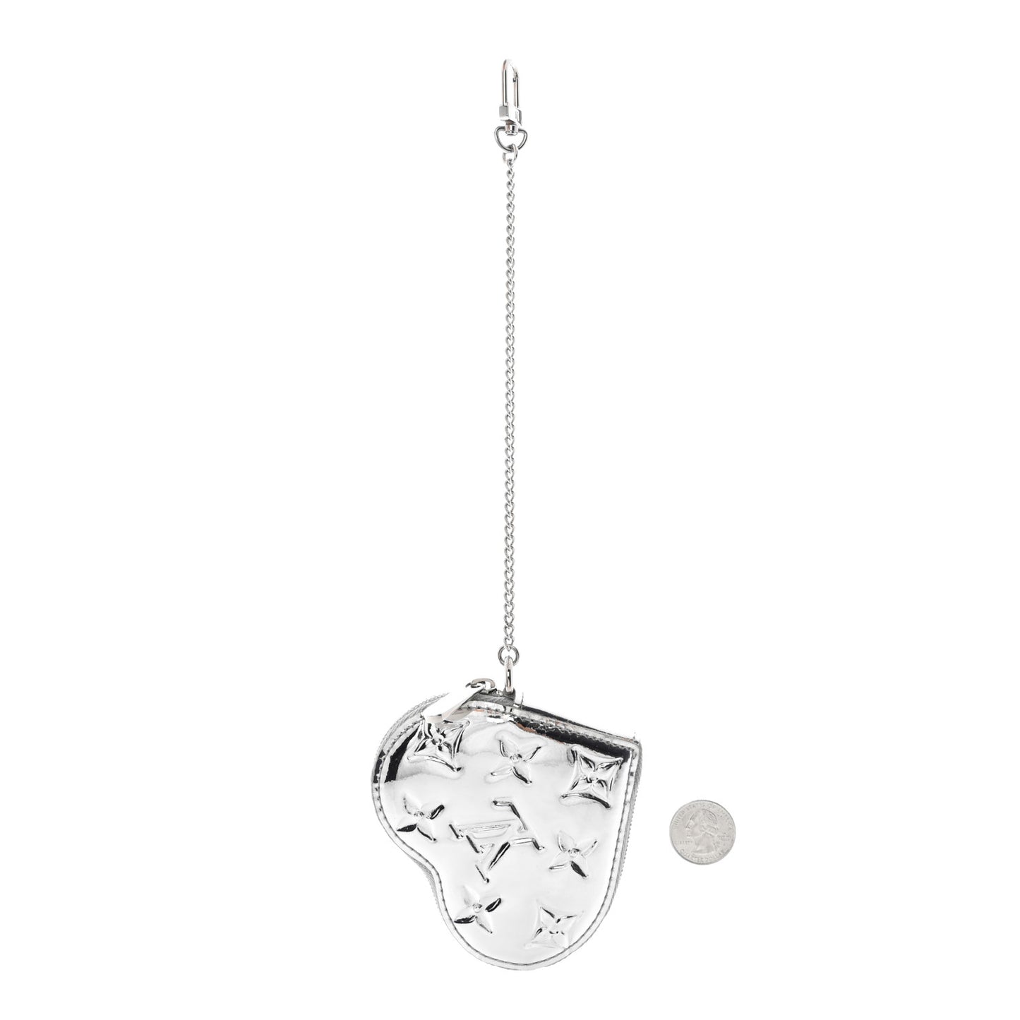 Monogram Miroir Heart Coin Purse Silver
