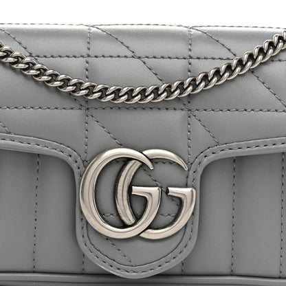 Gucci Calfskin Matelasse Aria Super Mini GG Marmont Shoulder Bag Deep Grey 8 of 10