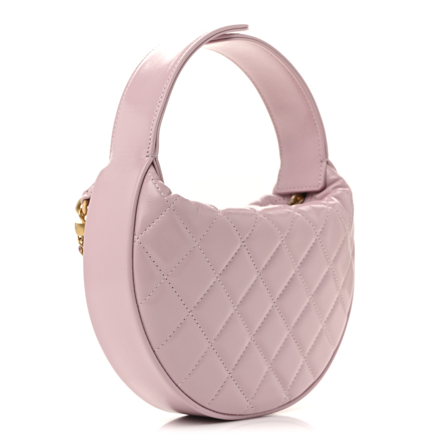Chanel Shiny Crumpled Calfskin Quilted Precious Tie Hobo Pink 3 of 11