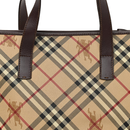 Burberry Haymarket Check Studded Tote Bag Chocolate 9 of 14