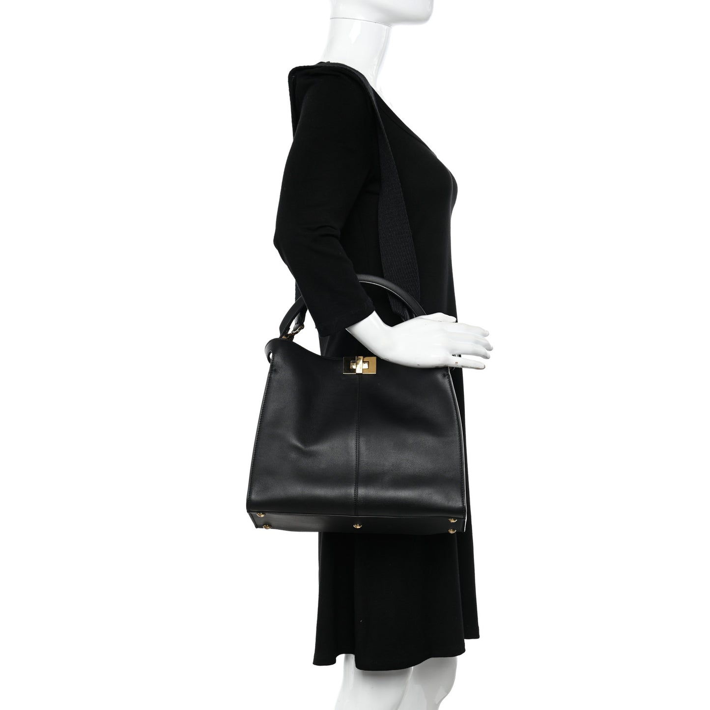 Vitello Seta Glazed Fabric FF 1974 Medium Peekaboo X-Lite Black Mogano Panna