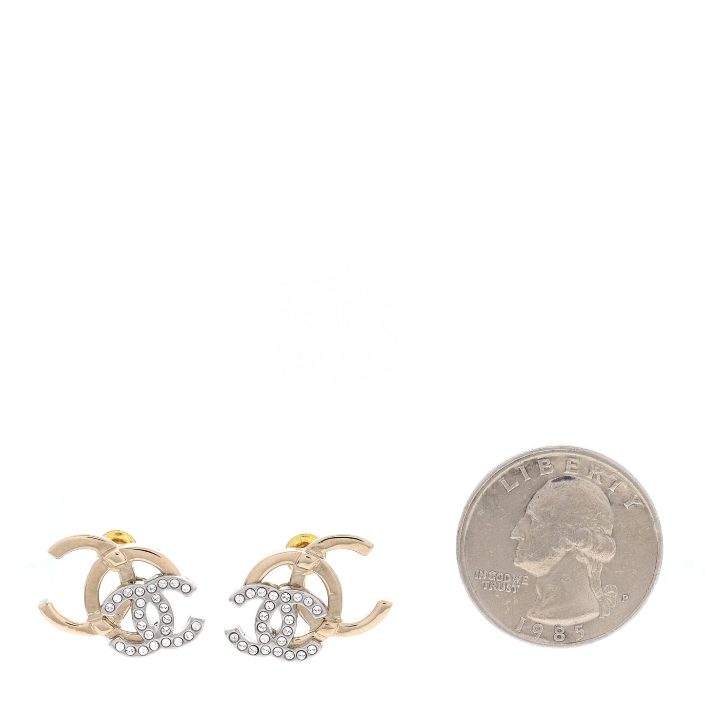 Crystal Double CC Earrings Gold Silver