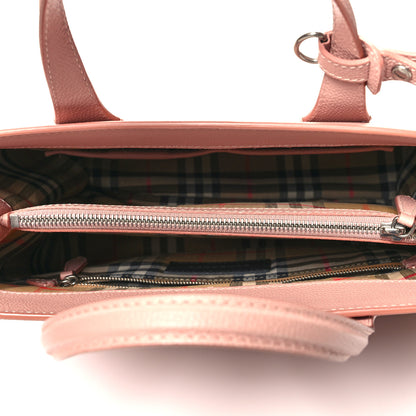 Burberry Grainy Calfskin House Check Medium Banner Tote Ash Rose 4 of 10