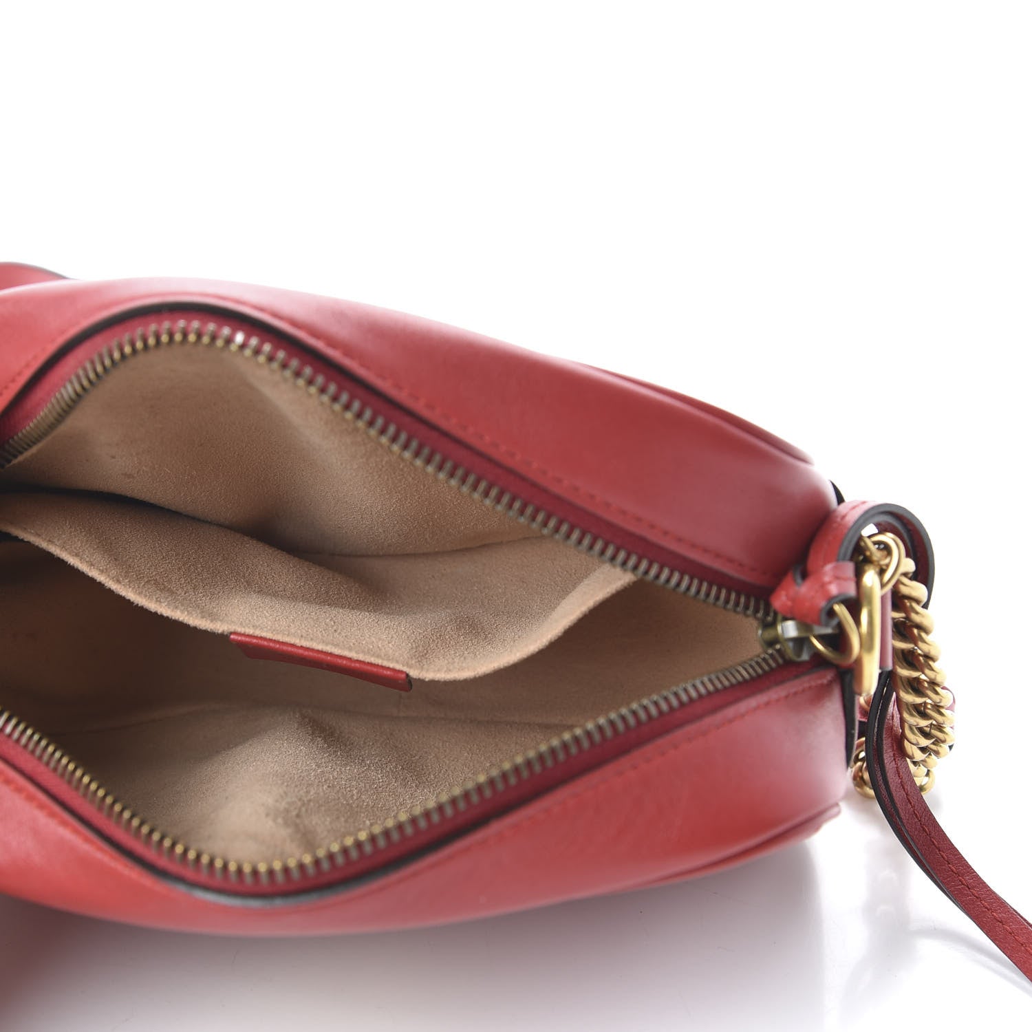 Gucci Calfskin Matelasse Mini GG Marmont Chain Shoulder Bag Hibiscus Red 5 of 10