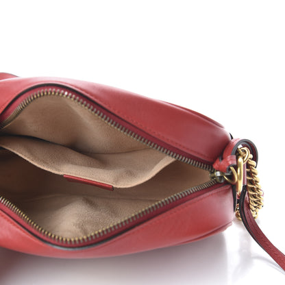 Gucci Calfskin Matelasse Mini GG Marmont Chain Shoulder Bag Hibiscus Red 5 of 10