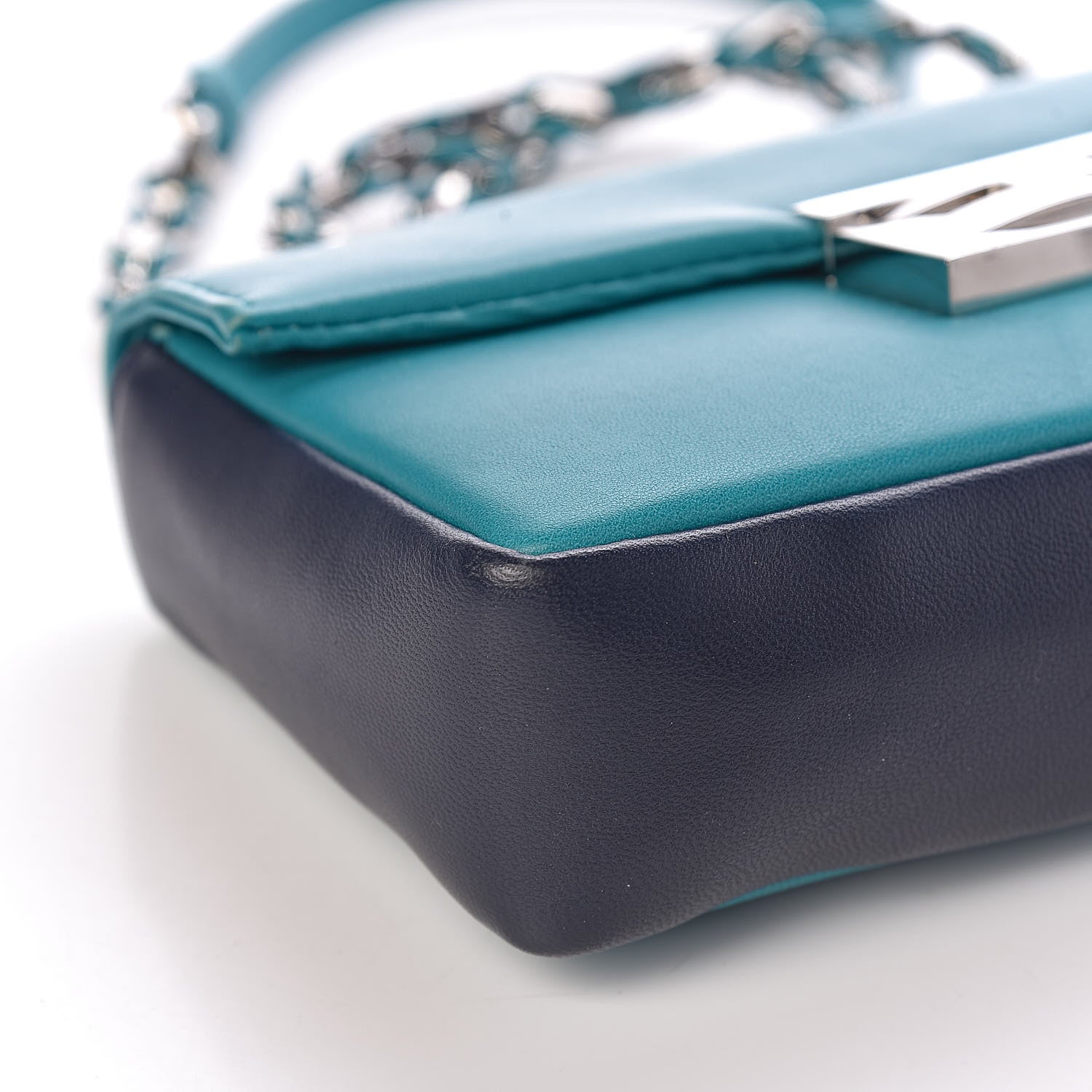 Fendi Shiny Nappa Mini Be Baguette Shoulder Bag Lago Dark Blue 5 of 10