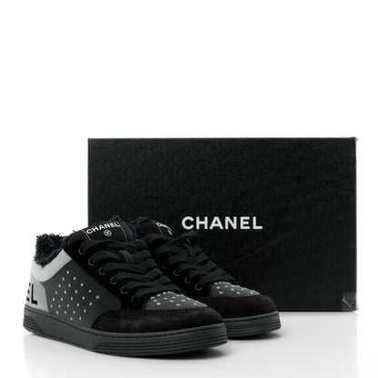 Chanel Fabric Suede Calfskin Logo Sneakers 36.5 Gray 10 of 10