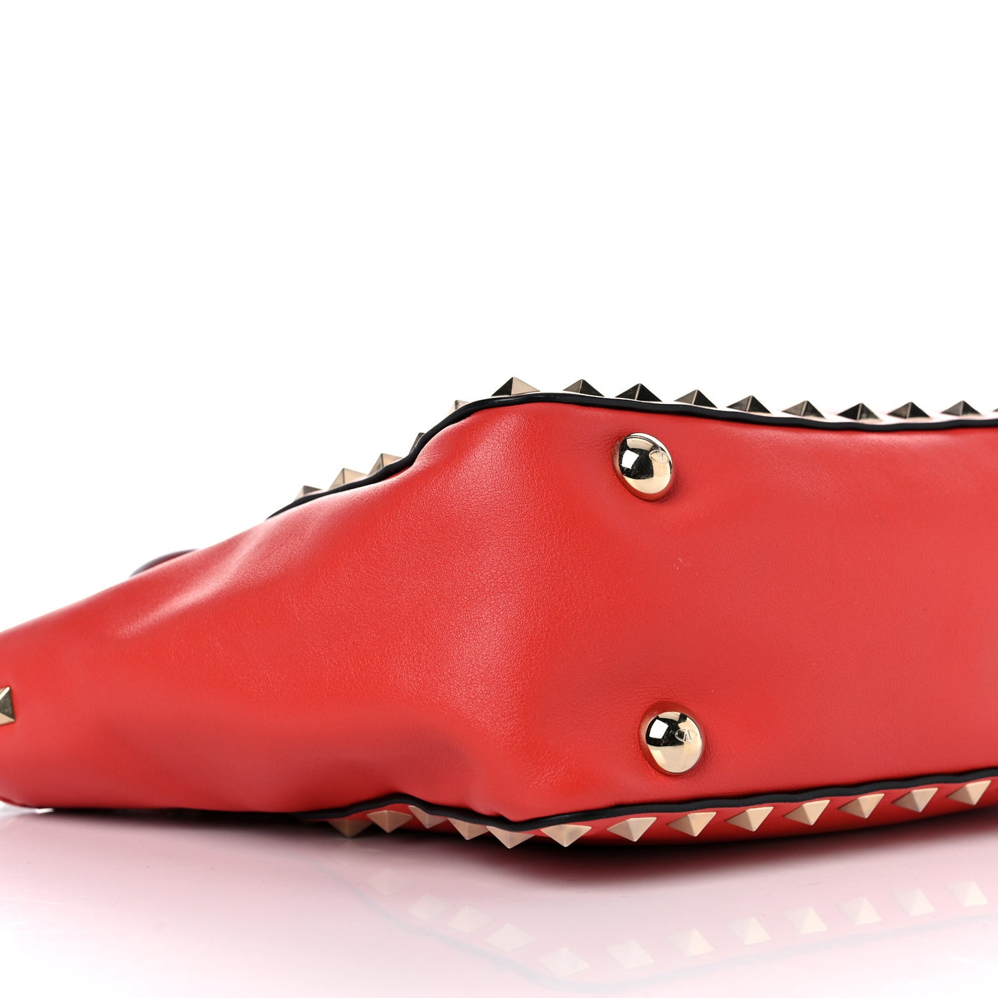 Vitello Mini Rockstud Tote Red