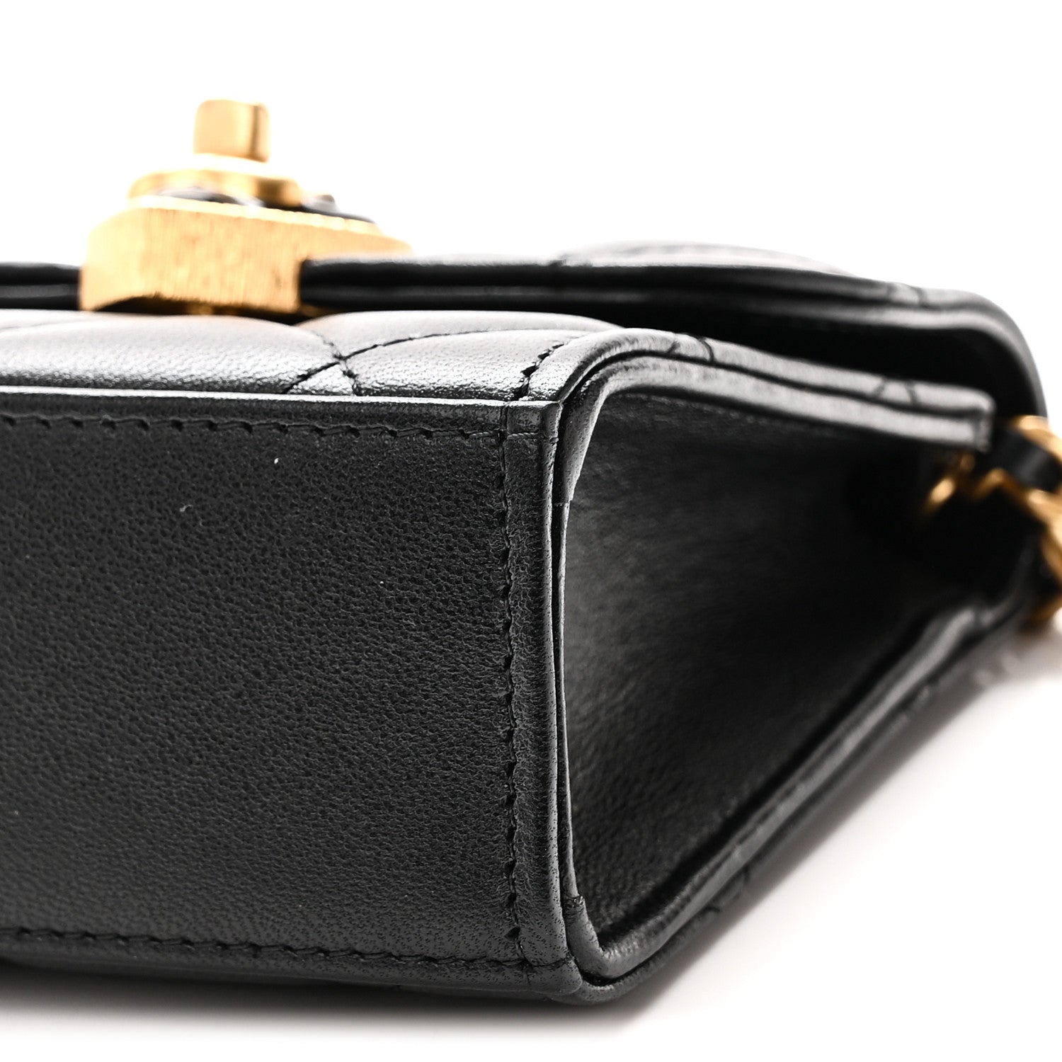 Chanel Lambskin Plexiglass Quilted Coco Love Clutch With Chain
