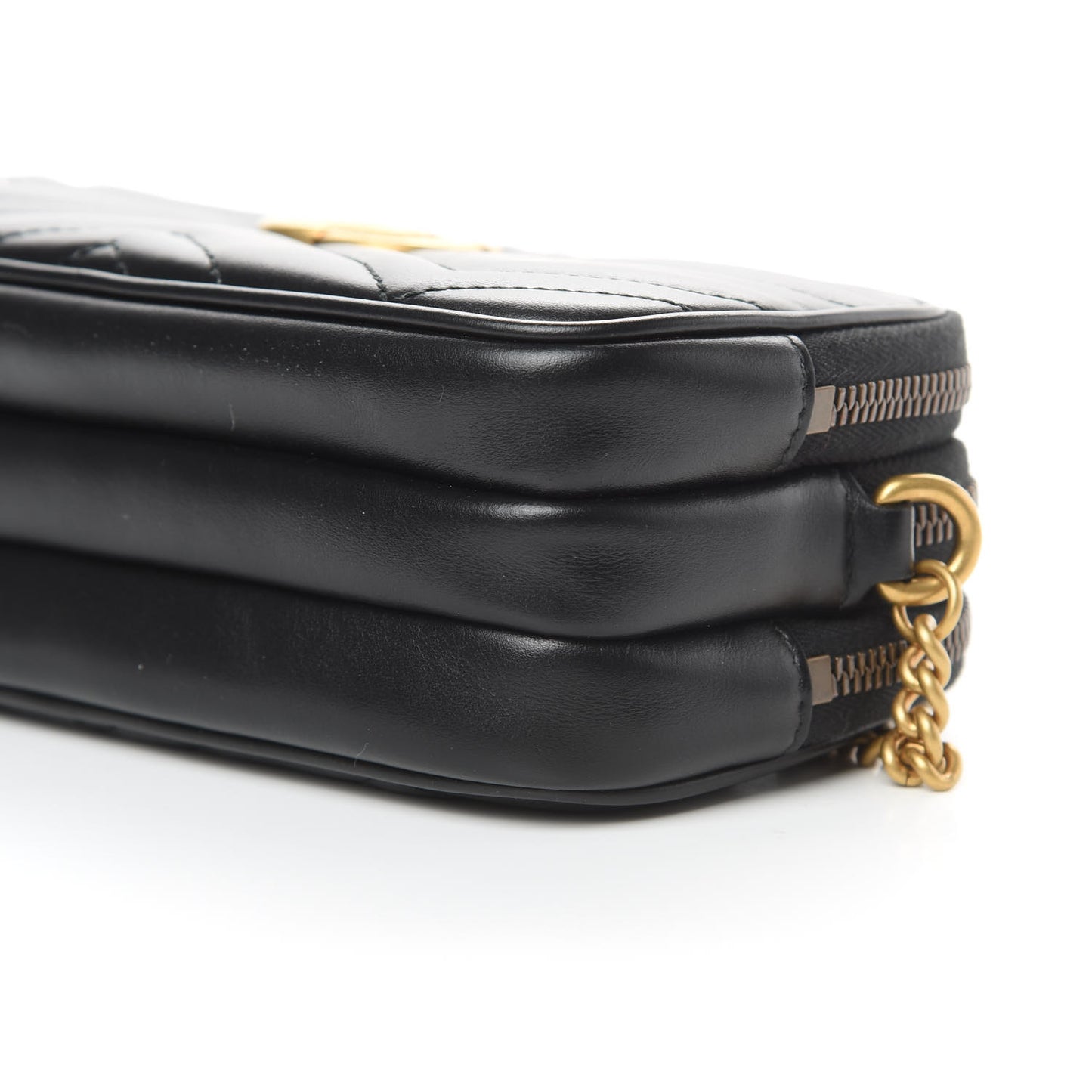 Calfskin Matelasse Mini GG Marmont Chain Crossbody Bag Black