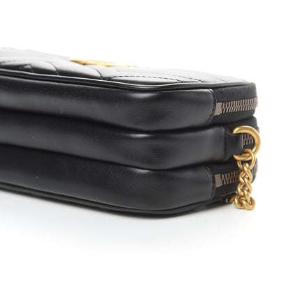 Gucci Calfskin Matelasse Mini GG Marmont Chain Crossbody Bag Black 12 of 14