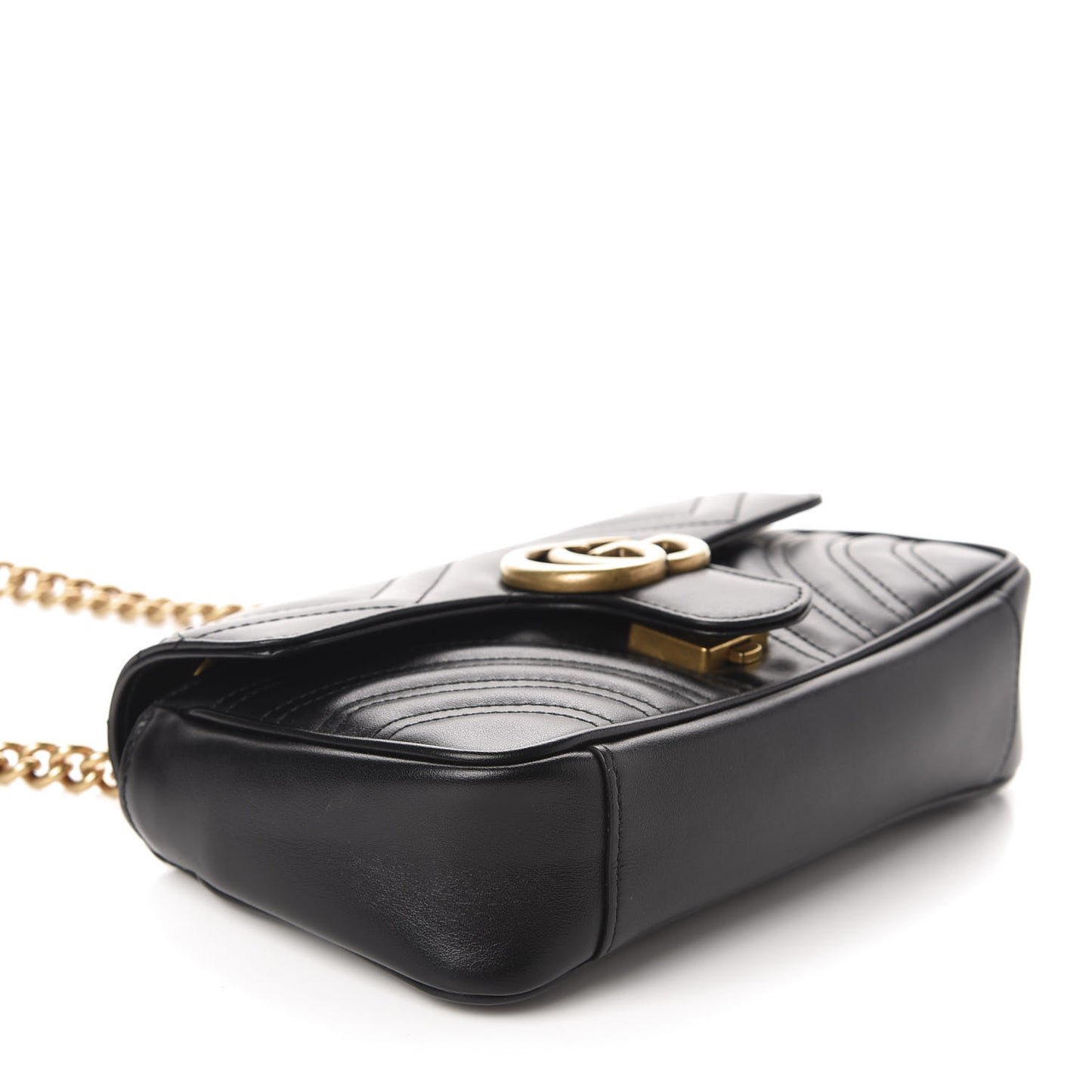 Calfskin Matelasse Mini GG Marmont Shoulder Bag Black