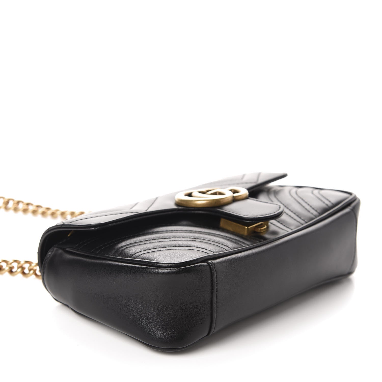 Gucci Calfskin Matelasse Mini GG Marmont Shoulder Bag Black 4 of 10
