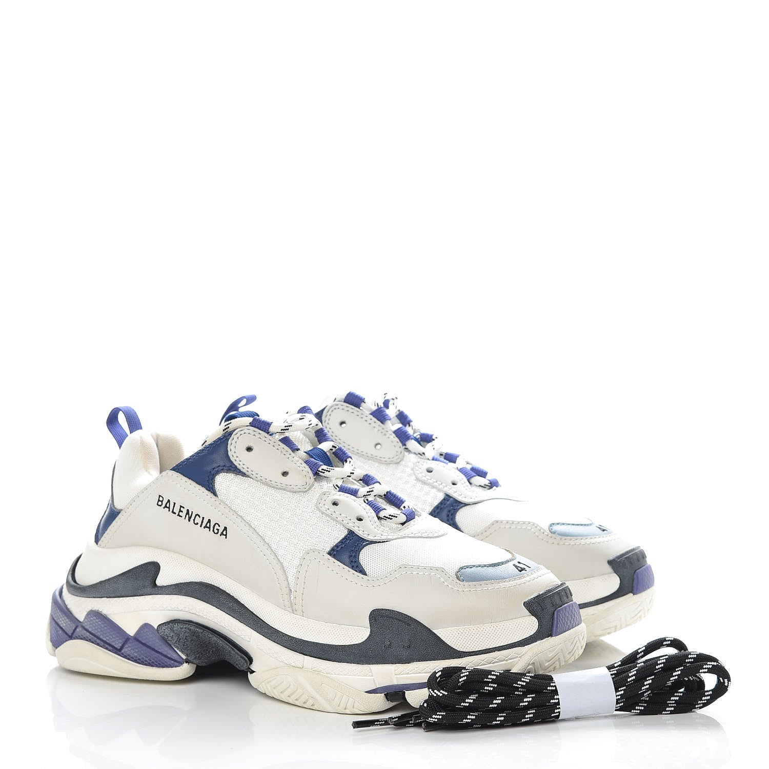 Balenciaga Fabric Mesh Mens Triple S Sneakers 41 White Blue Violet 10 of 19