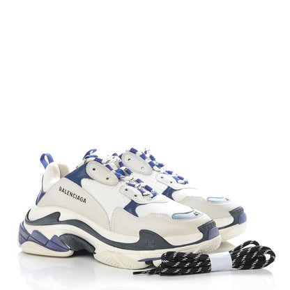 Balenciaga Fabric Mesh Mens Triple S Sneakers 41 White Blue Violet 10 of 19
