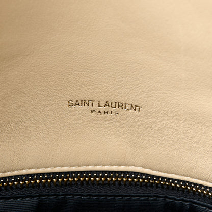 Saint Laurent Lambskin Quilted Medium Loulou Puffer Monogram Chain Satchel Dark Beige 6 of 13