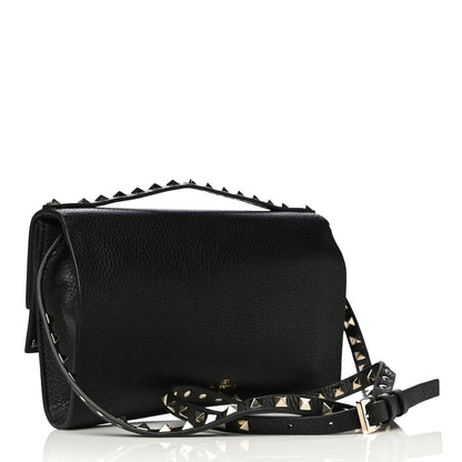 Valentino Garavani Grainy Calfskin Rockstud Double Flap Crossbody Bag Black 3 of 18