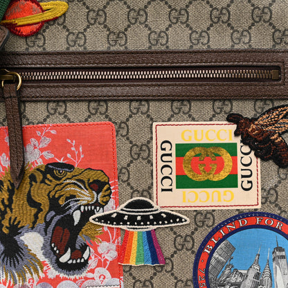 Gucci Soft GG Supreme Monogram Courrier Web Medium Flat Messenger Bag Beige New Acero Multicolor 8 of 11