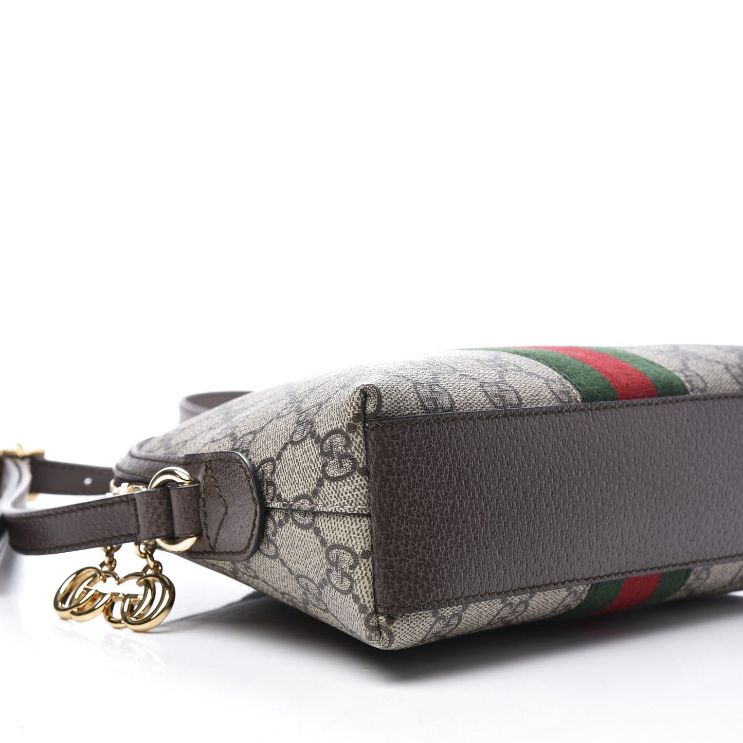 GG Supreme Monogram Textured Dollar Calfskin Web Small Ophidia Dome Shoulder Bag Beige Ebony New Acero