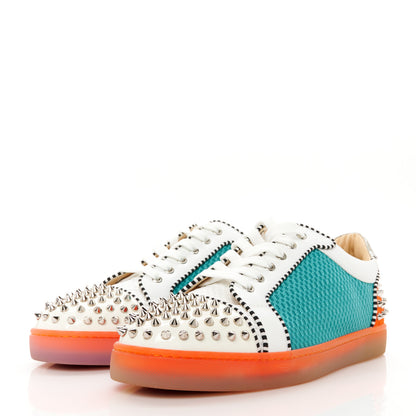 Christian Louboutin Patent Calfskin Mesh Suede Seavaste Flat Sneakers 44 Multicolor 4 of 11