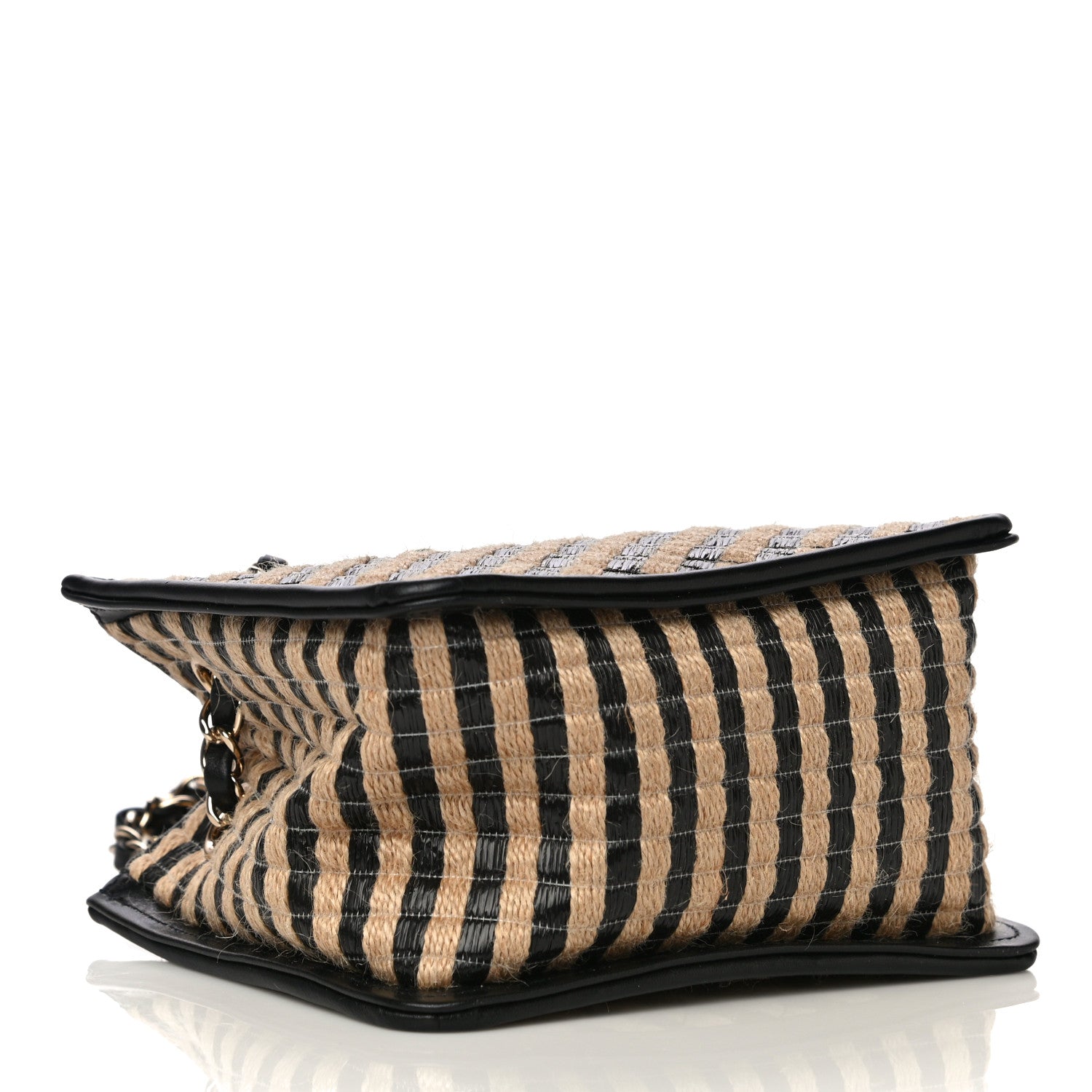 Chanel Raffia Jute Striped Urban Jungle Bucket Bag Black Beige 5 of 14