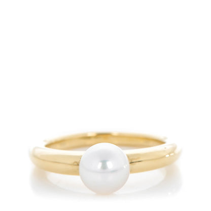 Mikimoto 18K Yellow Gold Akoya Cultured Pearl 6.5mm Classic Elegance Ring 6 1 of 4