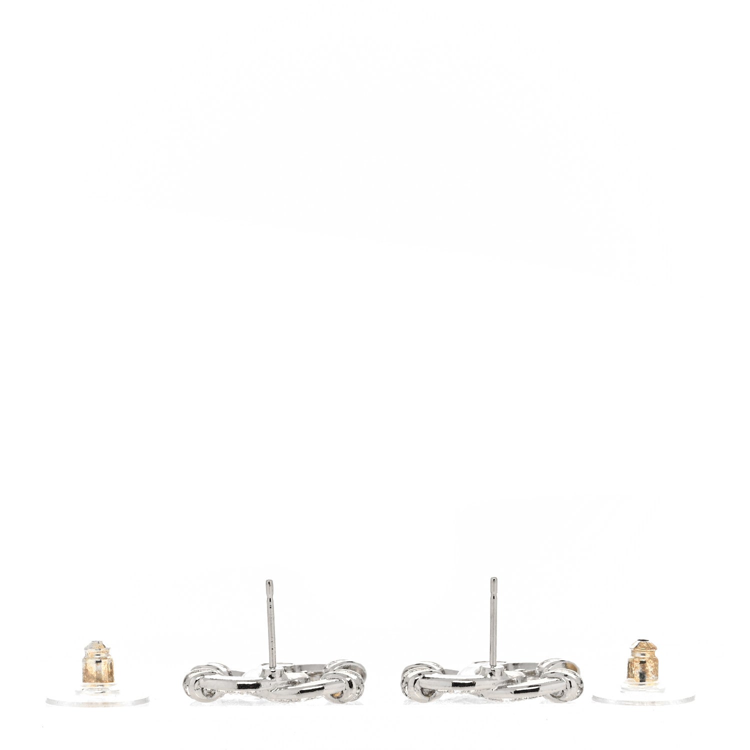 Chanel Crystal CC Earrings Silver 3 of 4