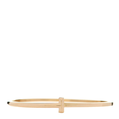 Tiffany 18K Yellow Gold Narrow T T1 Hinged Bangle Bracelet 1 of 4