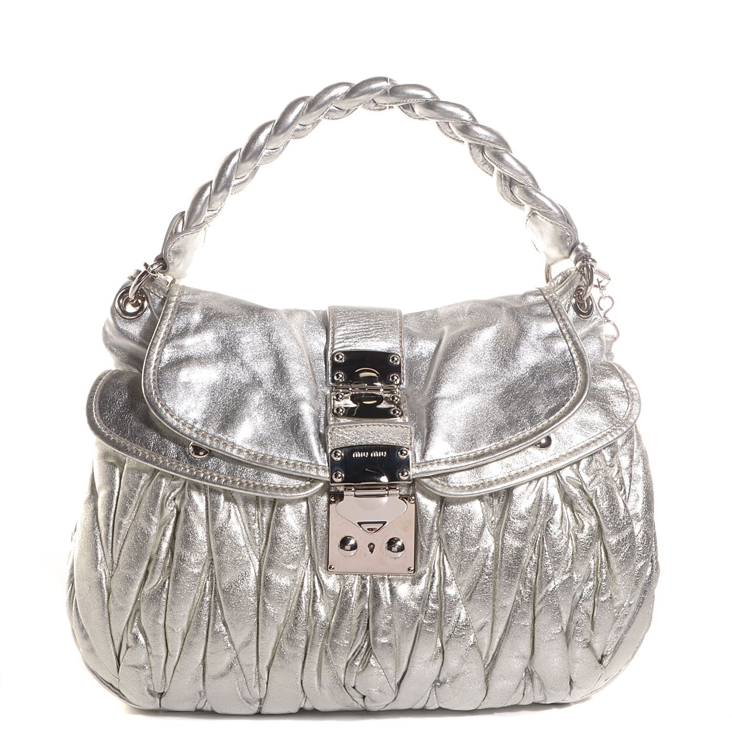 Miu Miu Nappa Matelasse Coffer Argento 1 of 9