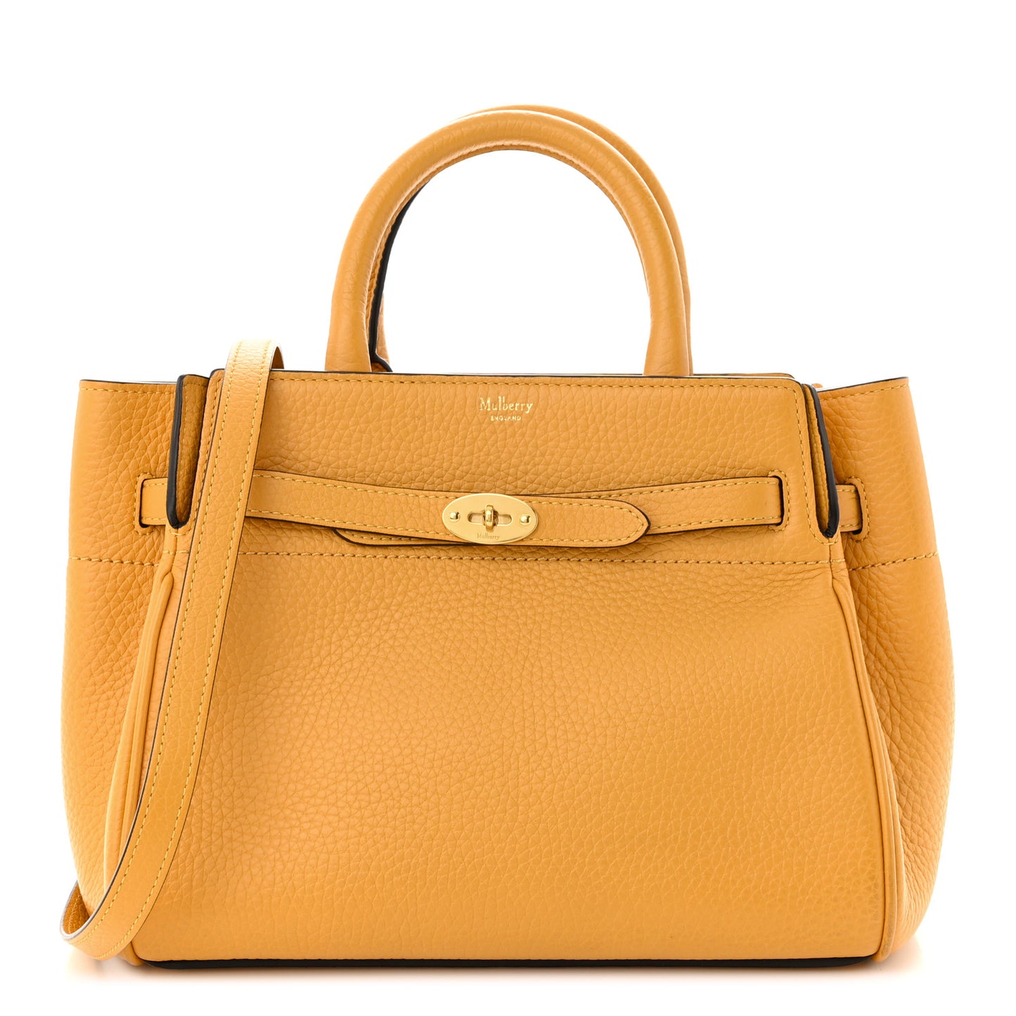 Heavy Grain Calfskin Small Belted Bayswater Tote Deep Amber