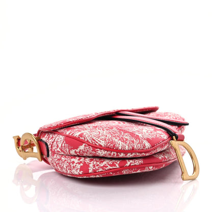 Christian Dior Canvas Reverse Embroidered Toile De Jouy Saddle Bag Red 4 of 10